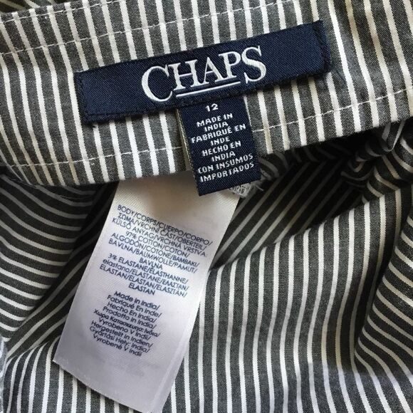 Chaps Coastal Grandma Cruise Nautical Beachy Summer Striped Wrap Skirt Size 12 - Picture 7 of 8